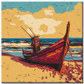 Painting by Numbers: Wooden Sailboat on the Beach